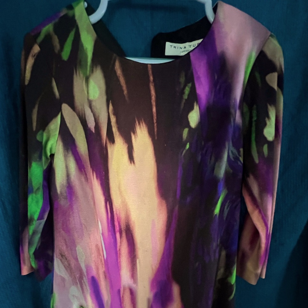 Trina Turk Abstract Multi Color Dress Knee Length Tunic Style size 6